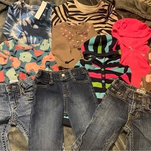 10 pcs baby girls 6/9months new sweatshirts tcp jeans fleece tops &vests